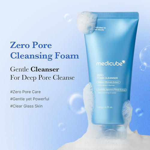 Facial Cleanser Zero Foam Cleanser | Daily Gentle Cleansing Foam for Sensitive Skin | Excess Sebum Control, Hydration, Pore Minimization | Korean Skincare, 4.23 Oz - RLXDSKIN