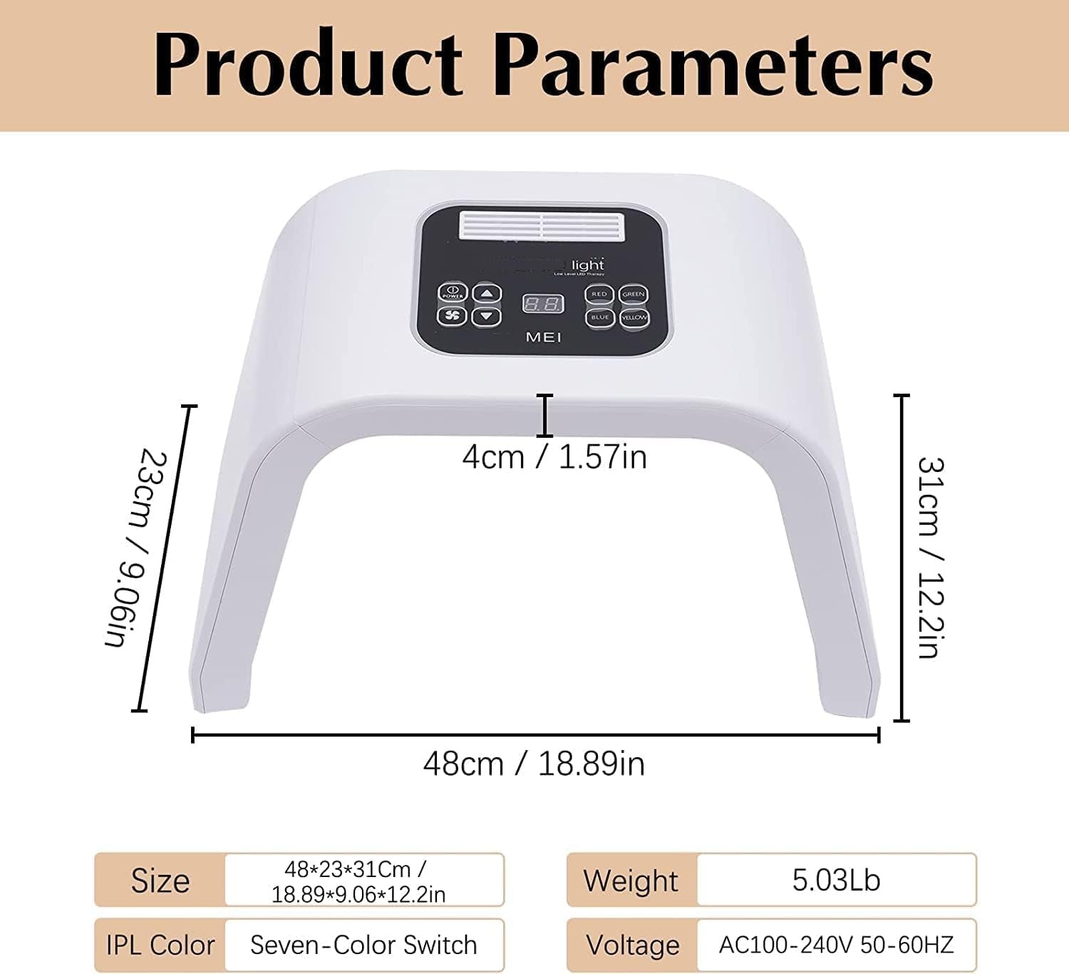 Infrared Light Therapy Led Facial Light Therapy Mask-Derma Plus, Photons Facial Skin Care Machine LED Beauty Mask Therapy Beauty Machine - RLXDSKIN