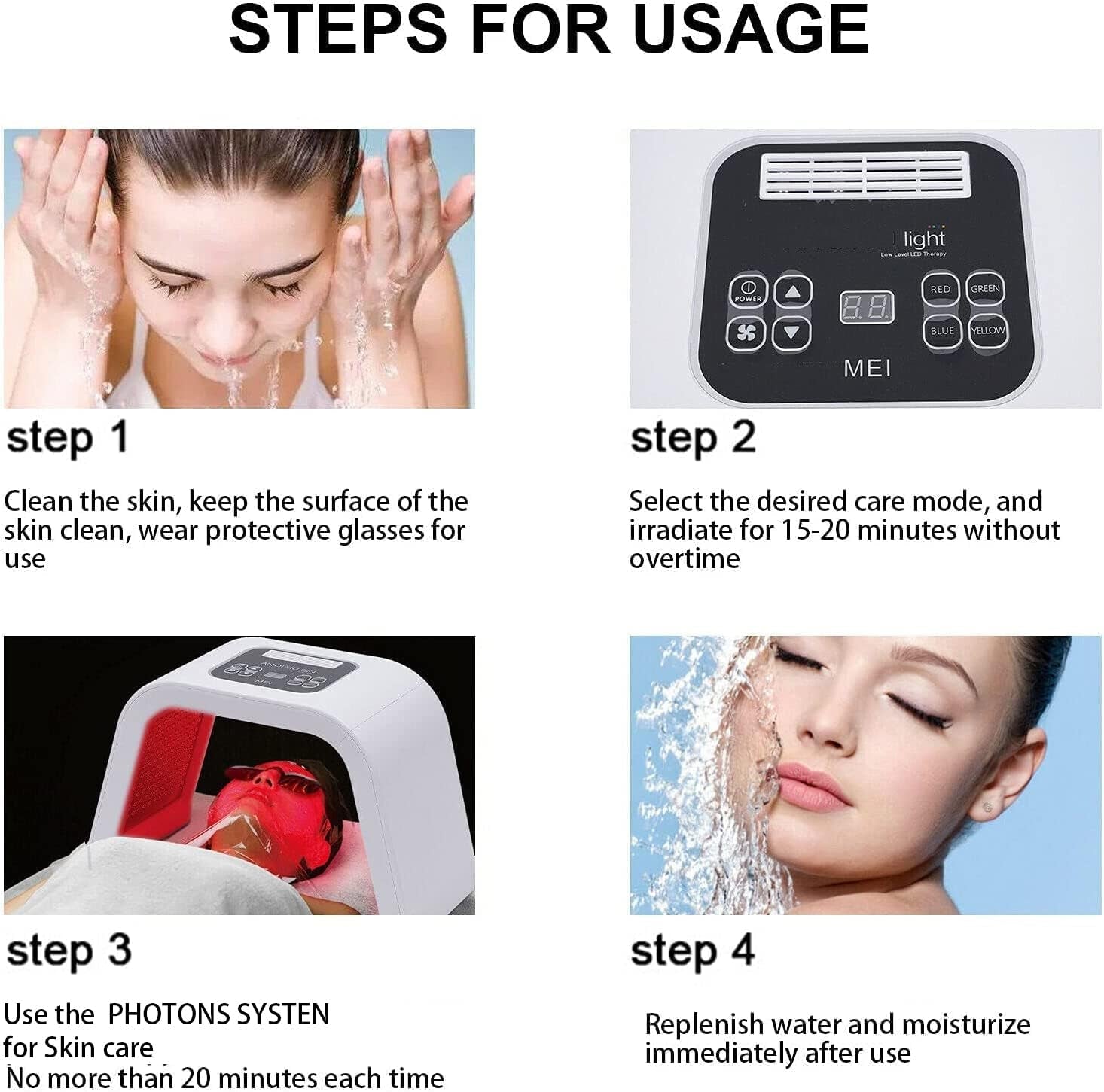 Infrared Light Therapy Led Facial Light Therapy Mask-Derma Plus, Photons Facial Skin Care Machine LED Beauty Mask Therapy Beauty Machine - RLXDSKIN
