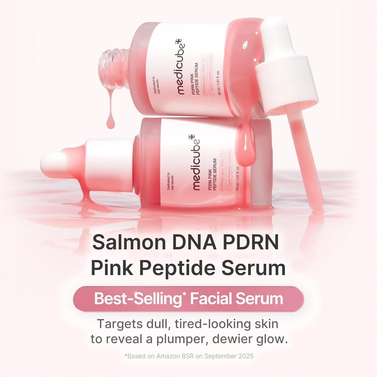 PDRN Pink Peptide Serum, Hydrating Korean Face Serum, 1.01 Fl Oz - RLXDSKIN